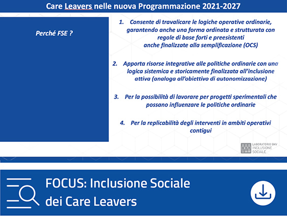 Focus Inclusione Sociale dei Care Leavers | Regione Marche